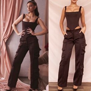 Host of cb Daria cargo chocolate trousers pants‎ NWOT size S